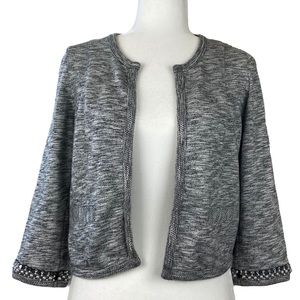 Express | Pearl Detailing Hem Open Front Crop Cardigan